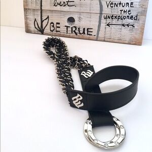 𝅺ROCAWEAR black leather belt rhinestones size small